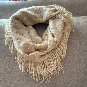 Cozy Italian Cream Fringe Infinity Scarf